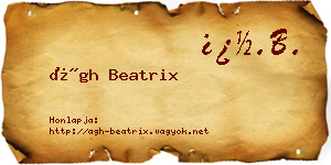 Ágh Beatrix névjegykártya